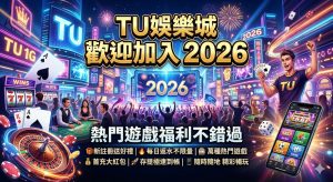 TU娛樂城盛大歡迎您在2026年驚喜加入!我們精心準備了絕對不能錯過的豐富熱門遊戲福利,包含最新爆分老虎機、高賠率體育賽事與真人百家樂。現在完成註冊即可搶先領取專屬體驗金與首存加碼等多重好禮,平台出金安全且客服全天候在線,快來加入我們暢享最極致、最流暢的線上博弈饗宴!